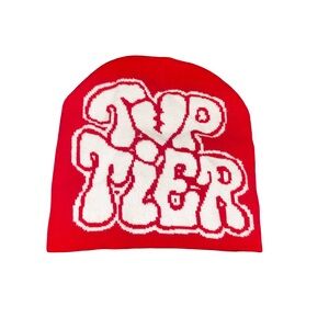 Viral Red Beanie with Bold White Text